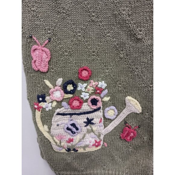 VTG 90s Northern Reflections Womens Sweater Vest Large Green Embroidered Cottage - Picture 3 of 7